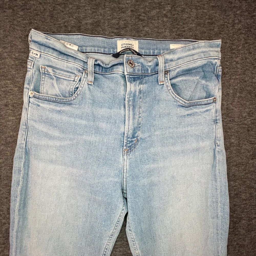 Citizens of Humanity Light Wash Raw Hem Jeans 29 High Rise Straight Crop Y2K - Picture 3 of 15